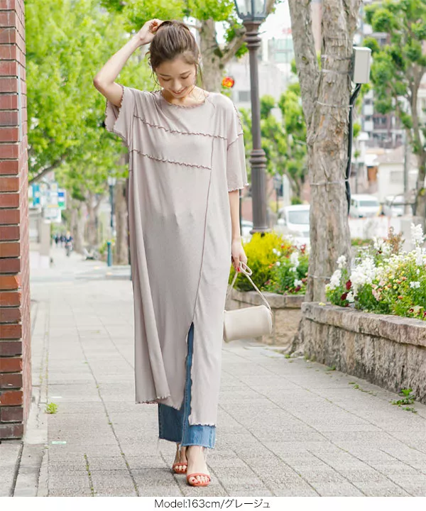 配色メローシアーテレコワンピース [E2420] - レディースファッション