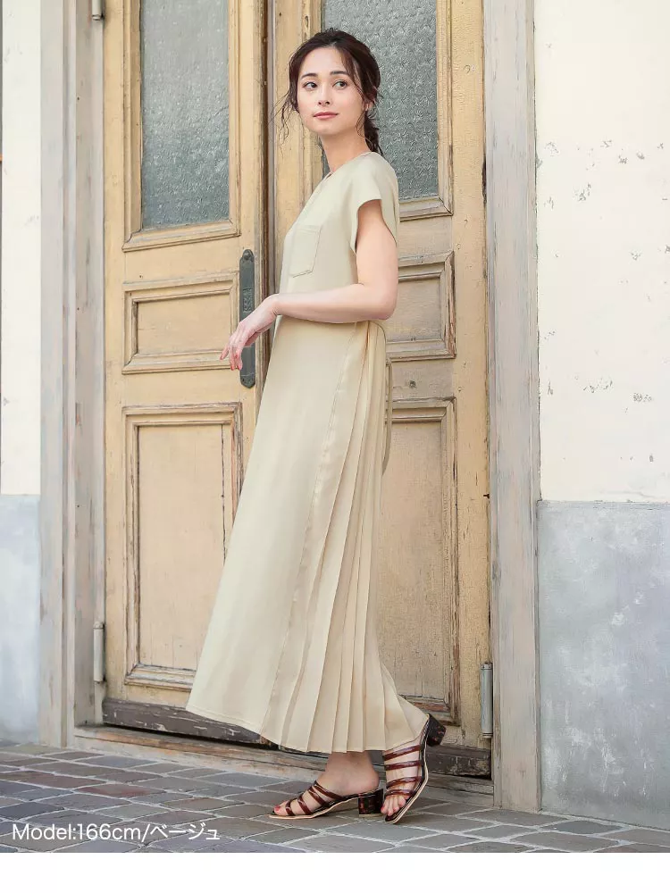 バックプリーツマキシワンピース [E2440] | トップス全品送料無料！2