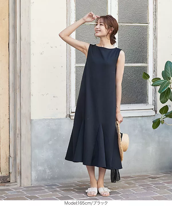 ノースリーブポンチマーメイドワンピ―ス [E2459] - レディース