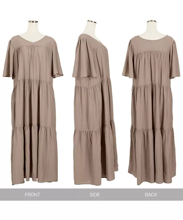 ハーフスリーブティアードワンピース [E2463]