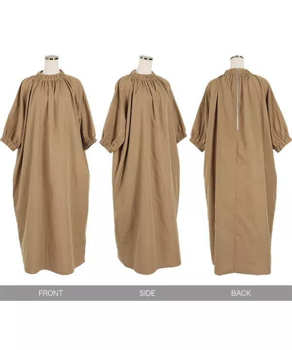 ネックギャザーボリュームワンピース [E2468] | トップス全品送料無料