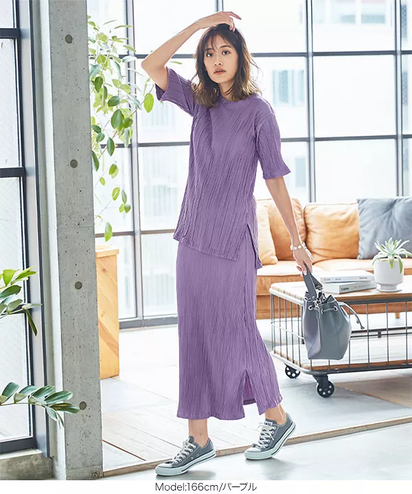[ 2点セット ]プリーツカットソーセットアップ [E2505]