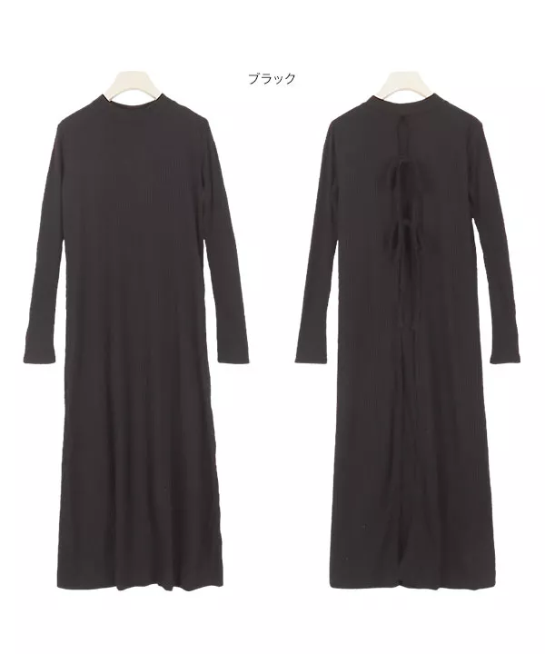 バックリボンマキシワンピース [E2542]
