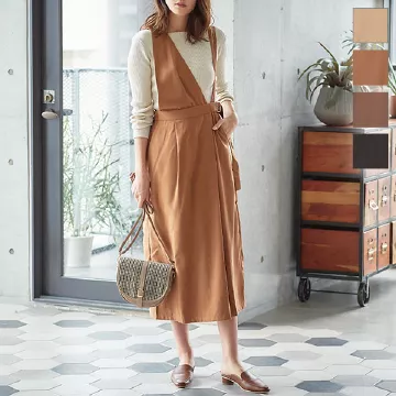 フェイクスエードアシンメトリー2WAYジャンパワンピースカート [E2581