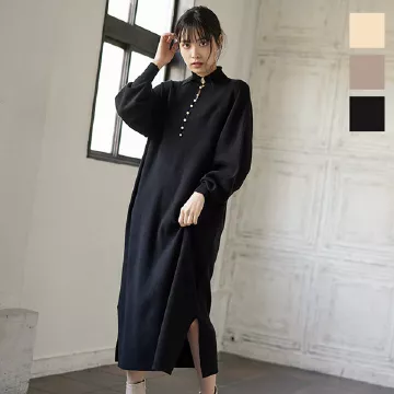 ハイネックカラーニットワンピワンピース [E2618]