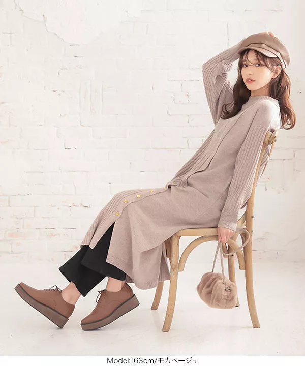 リブ切り替えニットワンピース [E2633] - レディースファッション通販