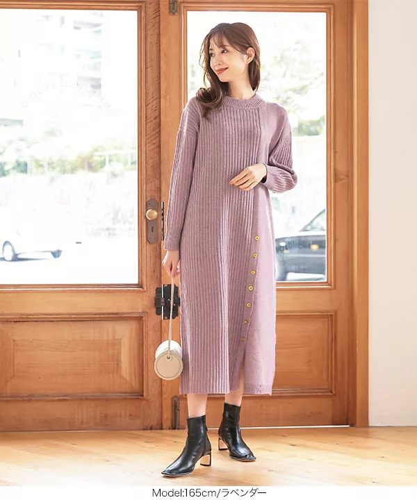 美品⁂センソユニコ⁂ロングニットワンピース　切り替　変形襟　リブ袖　バイカラー 美品⁂センソユニコ⁂ロングニットワンピース 切り替 変形襟 リブ袖 バイ