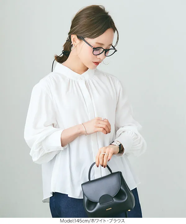 田中亜希子さんコラボ ] バンドカラーブラウス [E2687] - レディース