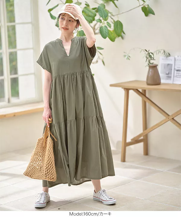 【美品】Moredde 上品キーネックのワンピース Moredde マタニティ・産後使える 授乳が簡単 上品キーネックの