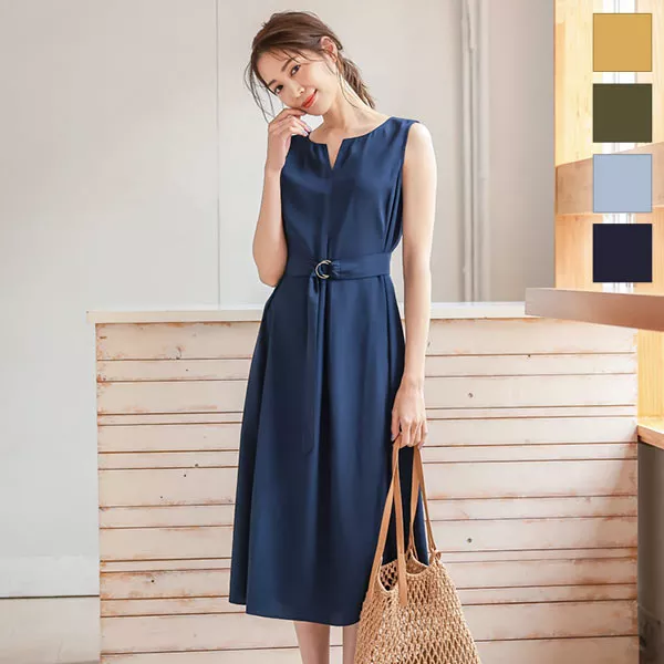【CHICLINE】ダブル ボタン Dリング ベルト ワンピース 30％OFF】BUTTON WORKS（ボタンワークス） ブーティ ダブル