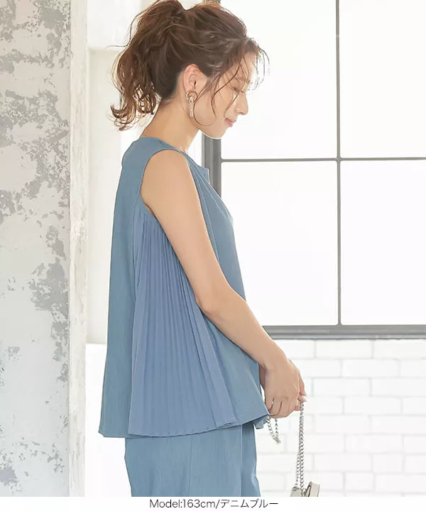 卸売 2点セット ]サイドプリーツセットアップ レディース - [E2847] トップス
