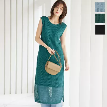 前後2way メッシュニットワンピース [E2849] - レディース