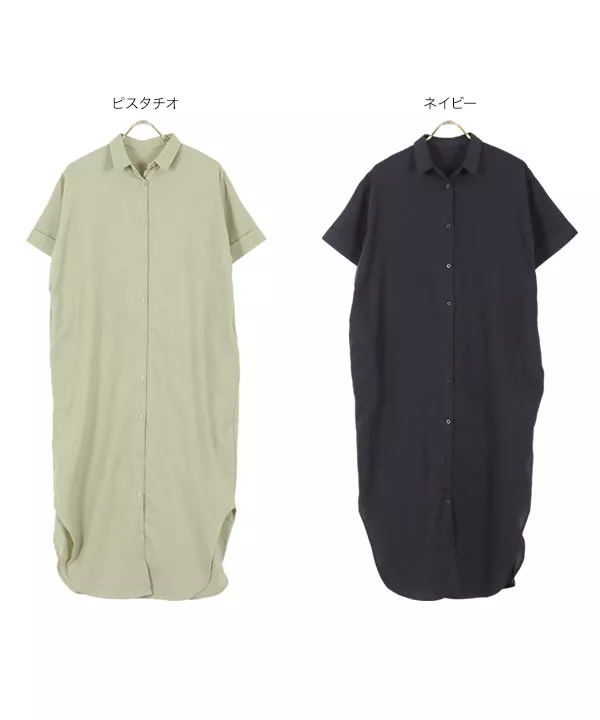 人気作家リネンワンピース リネンブレンドシャツワンピース [E2859] - レディースファッション