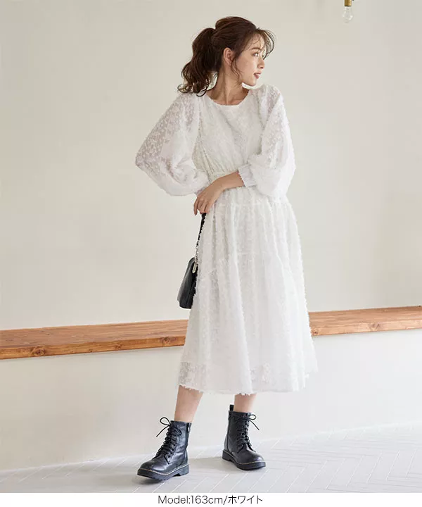 フェザーシフォンワンピース [E2877] - レディースファッション通販