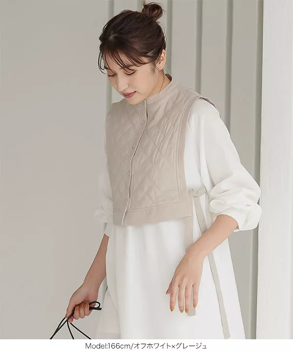 2点セット]キルティングベストワンピワンピース [E2900] - レディース