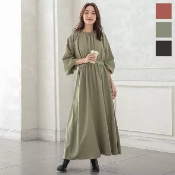 ギャザーフレアワンピース [E2909]