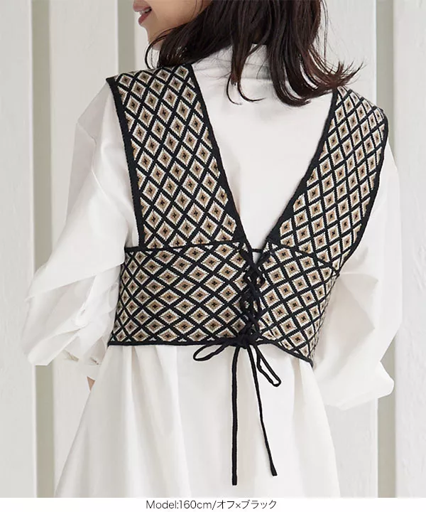 前後2wayニットビスチェ×シャツワンピワンピース [E2911] - レディース