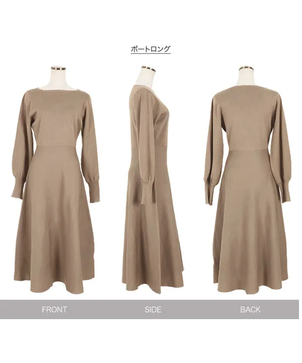 岡部あゆみさんコラボ ]選べるタイプ フレアニットワンピース [E2920