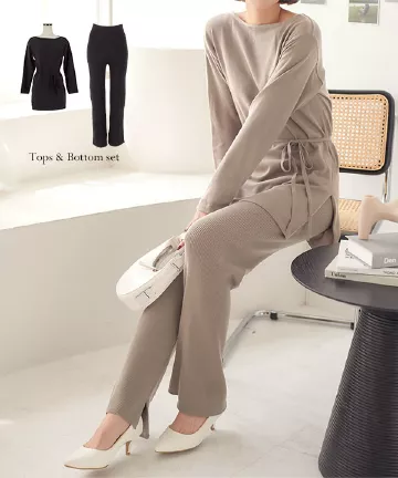 ウエストリボンリボン付きニットアップ [E2931] | SALE！