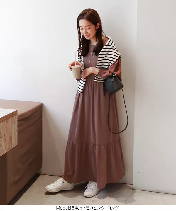 いーちゃんコラボ ]前後2WAYティアードワンピース [E2945