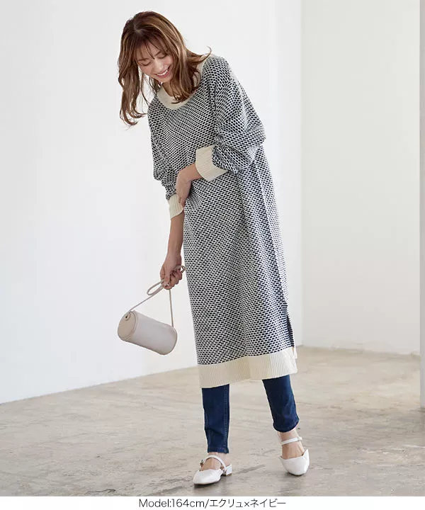 ジャガード編みゆったりニットワンピース [E2996] | SALE