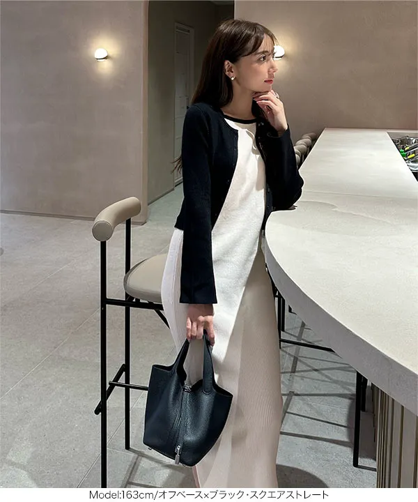 岡部あゆみさんコラボ ］選べるネックとタイプ リブニットノースリーブワンピース [E3004] - レディースファッション通販 神戸レタス【公式サイト】 [ 岡部あゆみさんコラボ ] 選べる2タイプ リブニットノースリーブワンピース