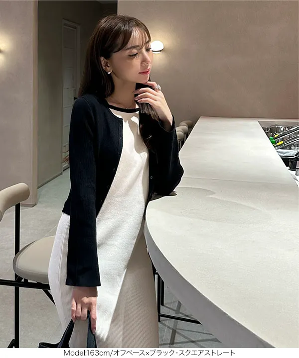［ 岡部あゆみさんコラボ ］選べるネックとタイプ リブニットノースリーブワンピース [E3004]