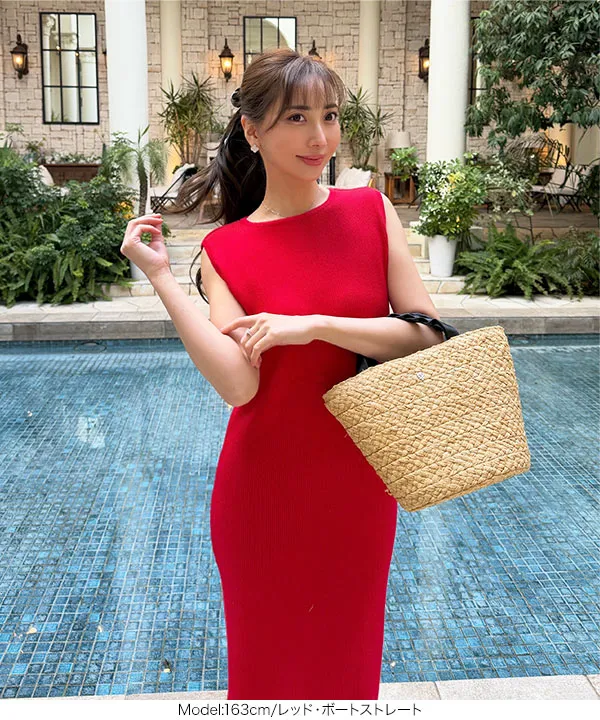 岡部あゆみさんコラボ ］選べるネックとタイプ リブニットノースリーブ