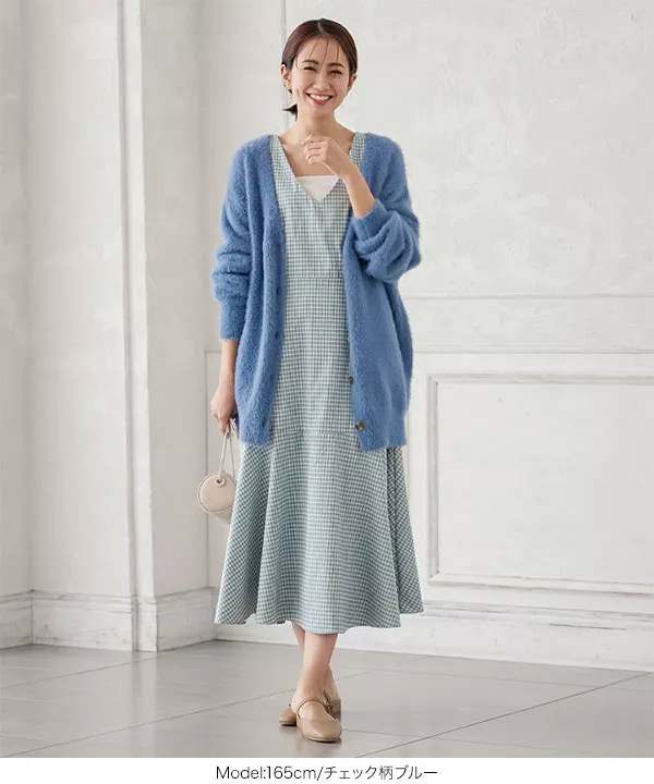 マーメイドVネックジャンパースカート [E3005] - レディース