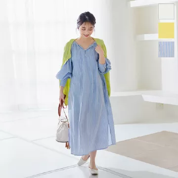 深Vネックカフタンワンピース [E3018]