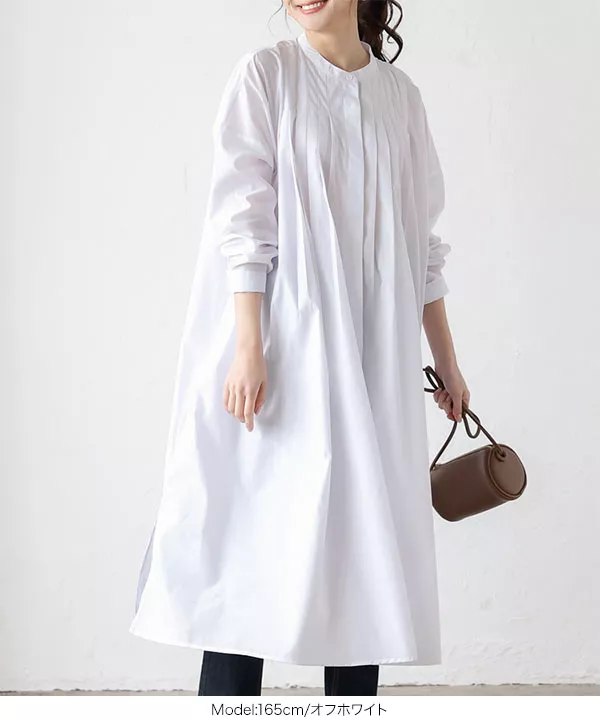 ピンタックフレアシャツワンピース [E3023] - レディースファッション