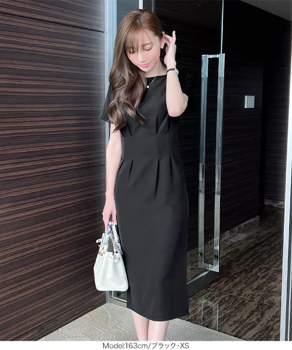 岡部あゆみさんコラボ ]ウエストタックワンピース [E3052