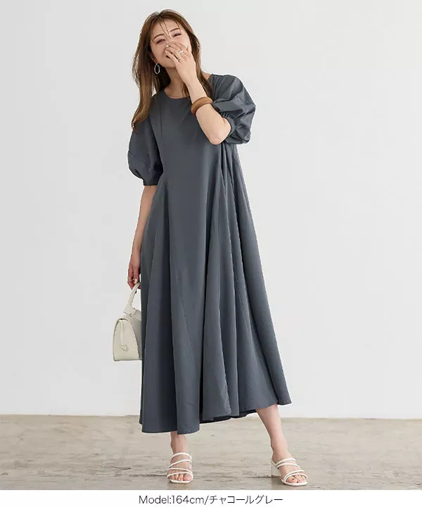 パフスリーブワンピース [E3058] - レディースファッション通販