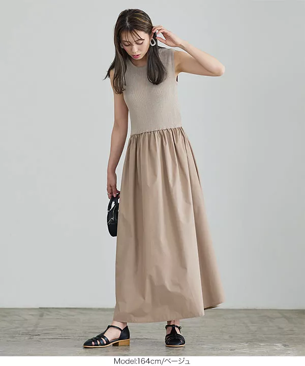 異素材ドッキングワンピ [E3079] - レディースファッション通販 神戸