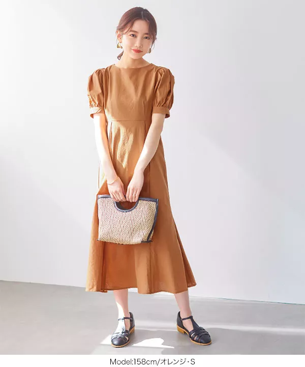 水越みさとさんコラボ ]リネンブレンドマーメイドワンピース [E3087