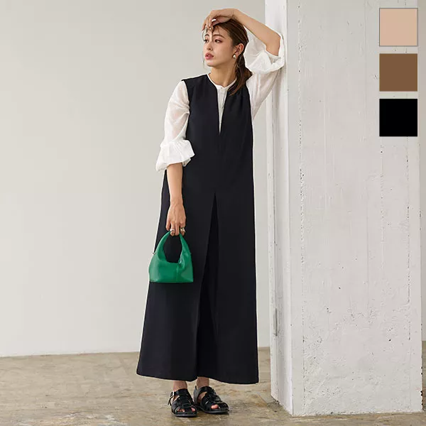 ディープキーネックオールインワン [E3095] - レディースファッション