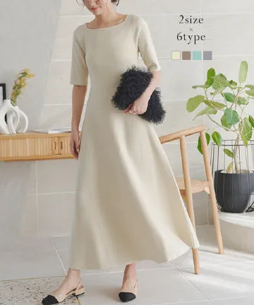 選べるタイプ フィット＆フレアニットワンピース [E328J]