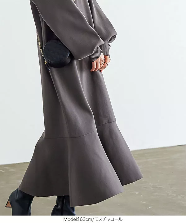 ボリュームスリーブスポンジニットマーメイドワンピース [E3122