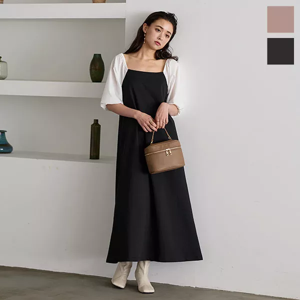 スクエアネックドッキングワンピース [E3131] - レディース