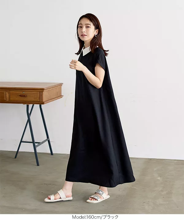 【mamacoco 】Rene ルネ　フレンチスリーブ ワンピース Rene #snc ルネ ワンピース 34 紺 6832160 ジップアップ パール