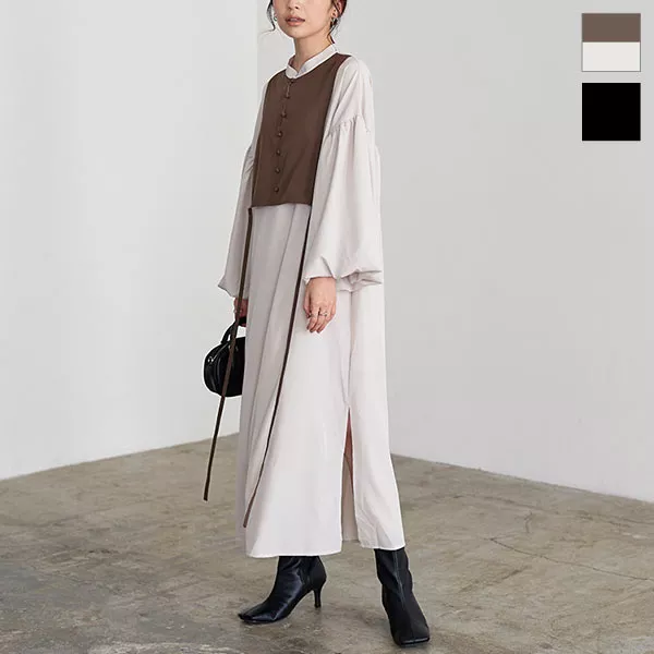 ボリュームスリーブブザムワンピース [E3166] - レディース