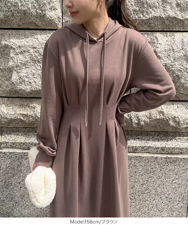 ウエストシェイプパーカーワンピース [E3183] - レディース  