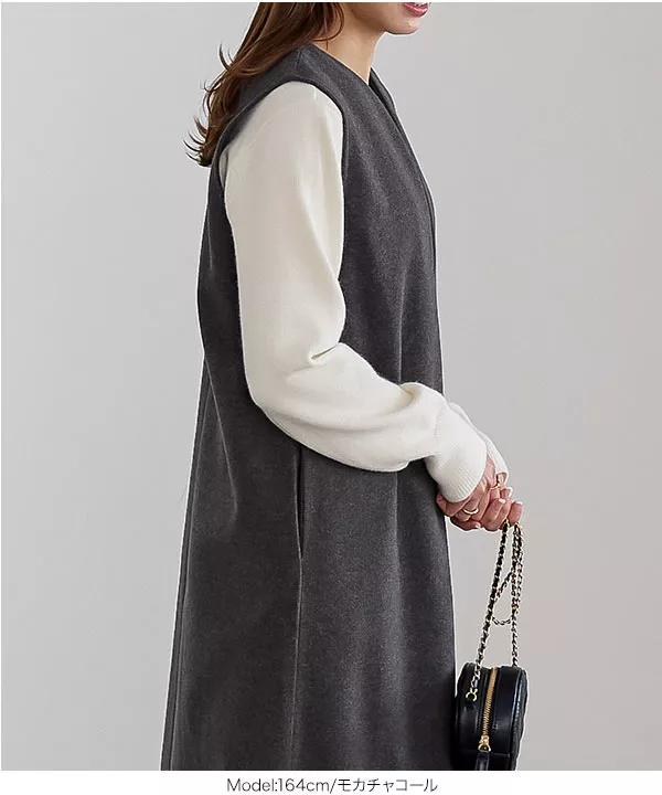 フェイクウールキーネックジャンスカワンピース [E3192] - レディース