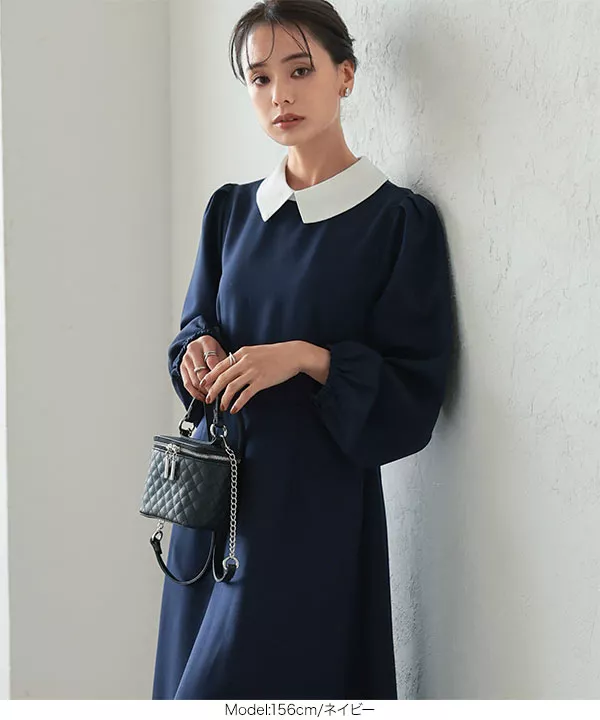 襟付きフレアワンピース [E3193] - レディースファッション通販 神戸