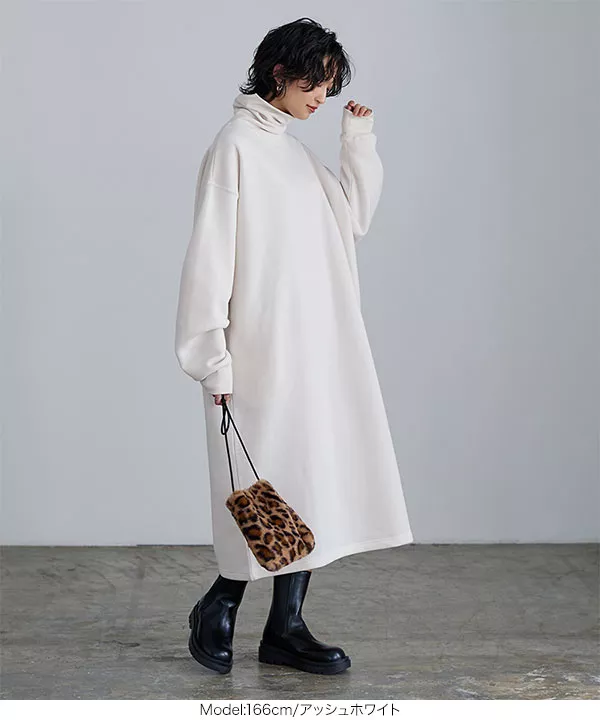 裏起毛 ] ハイネックワンピース [E3199] - レディースファッション通販