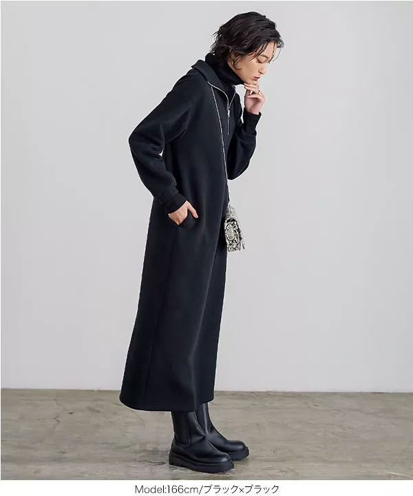 裏起毛 ]フェイクレイヤードジップワンピース [E3210] - レディース