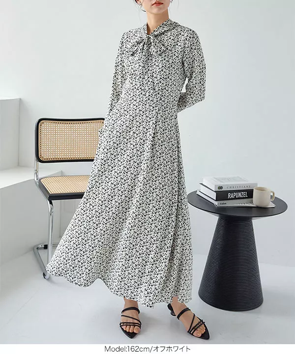 小花柄ボウタイワンピース [E3231] - レディースファッション通販 神戸