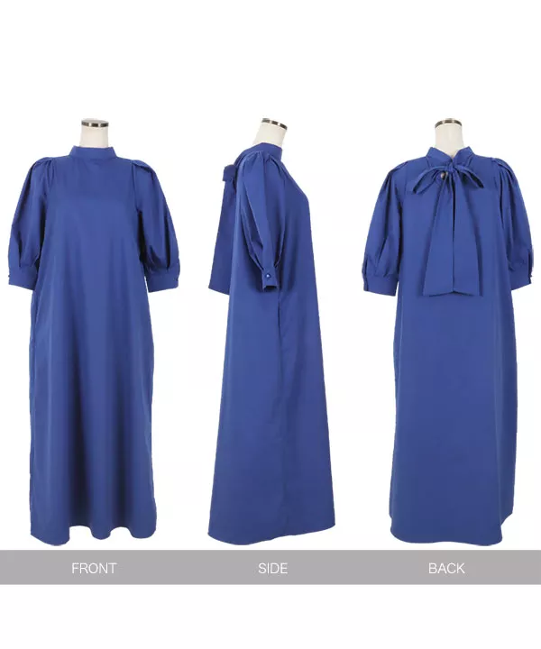 バックリボンボリュームスリーブワンピース [E3236] - レディース