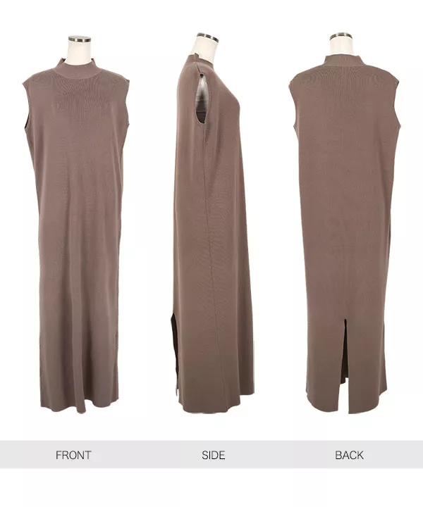 nachicoさんコラボ ]フレンチスリーブモックネックニットワンピース