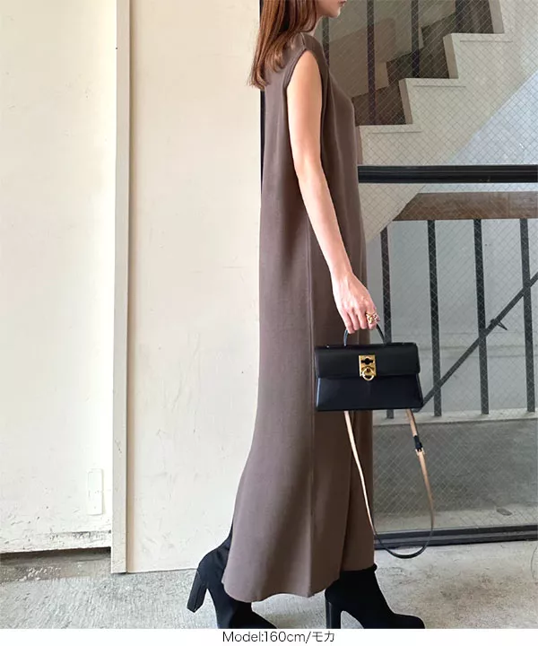 nachicoさんコラボ ]フレンチスリーブモックネックニットワンピース